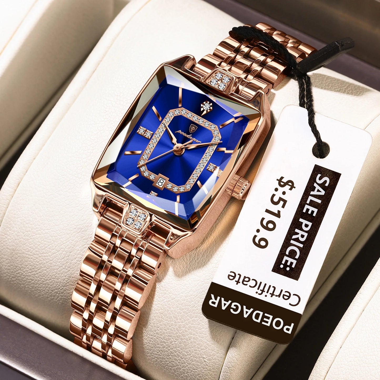 Luxury Watch For Woman, Waterproof Calendar High Quality Ladies Watch, Stainless Steel Quartz Women's Watches With Elegant Box, POEDAGAR
