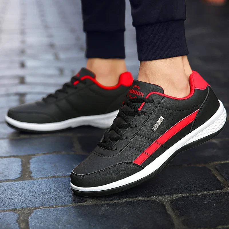 Men Leather Sneaker, Waterproof Casual Comfortable Men's Sneaker, Lace Up Footwear, Vulcanized Man Shoe Masculino, MAEDEF