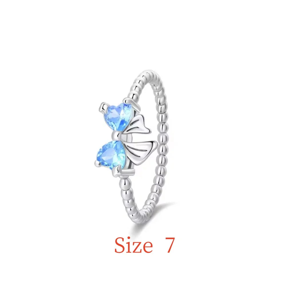 New 925 Silver bow Heart-shaped Ring Necklace, Suitable for Valentine's Day, Holiday Gifts for Women, DIY High-end, Fashion Jewelry