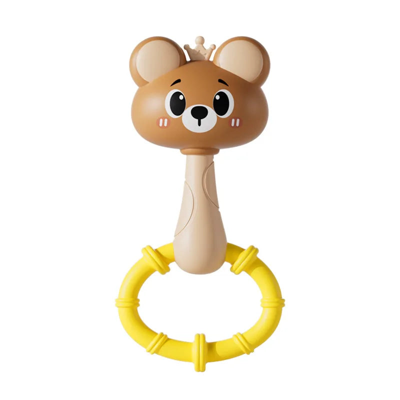 Animal Rattle Handbell, Infant Developmental Hand Grip Baby Toys, Cute Animal with Sound for Newborn Teether Gift Handbell