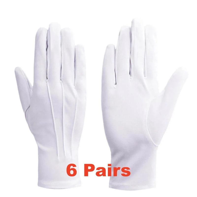 Guantes blancos de algodón para hombre, esmoquin formal, guantes de uniforme, guantes de guardia de honor, desfile, ceremonia, disfraz, cosplay, monedas, joyas, guantes de mayordomo