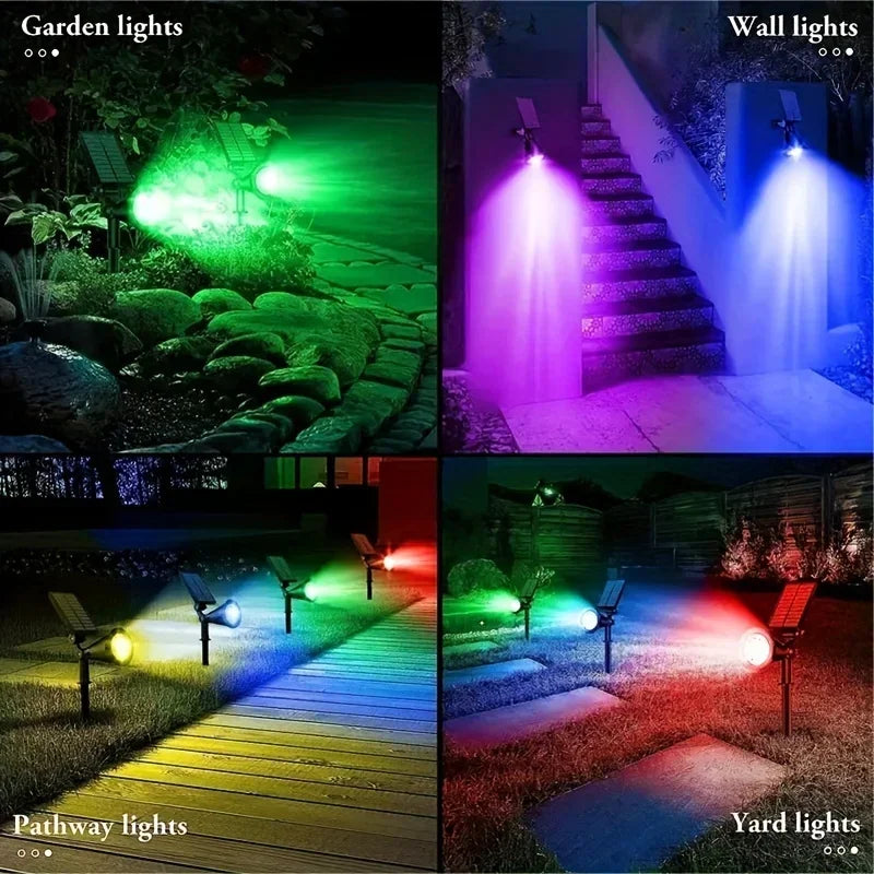 9 LEDs Solar Spotlights, Outdoor IP65 Waterproof, Spot Lights, Brightness Adjustable for Garden Backyard Driveway Patio Decor