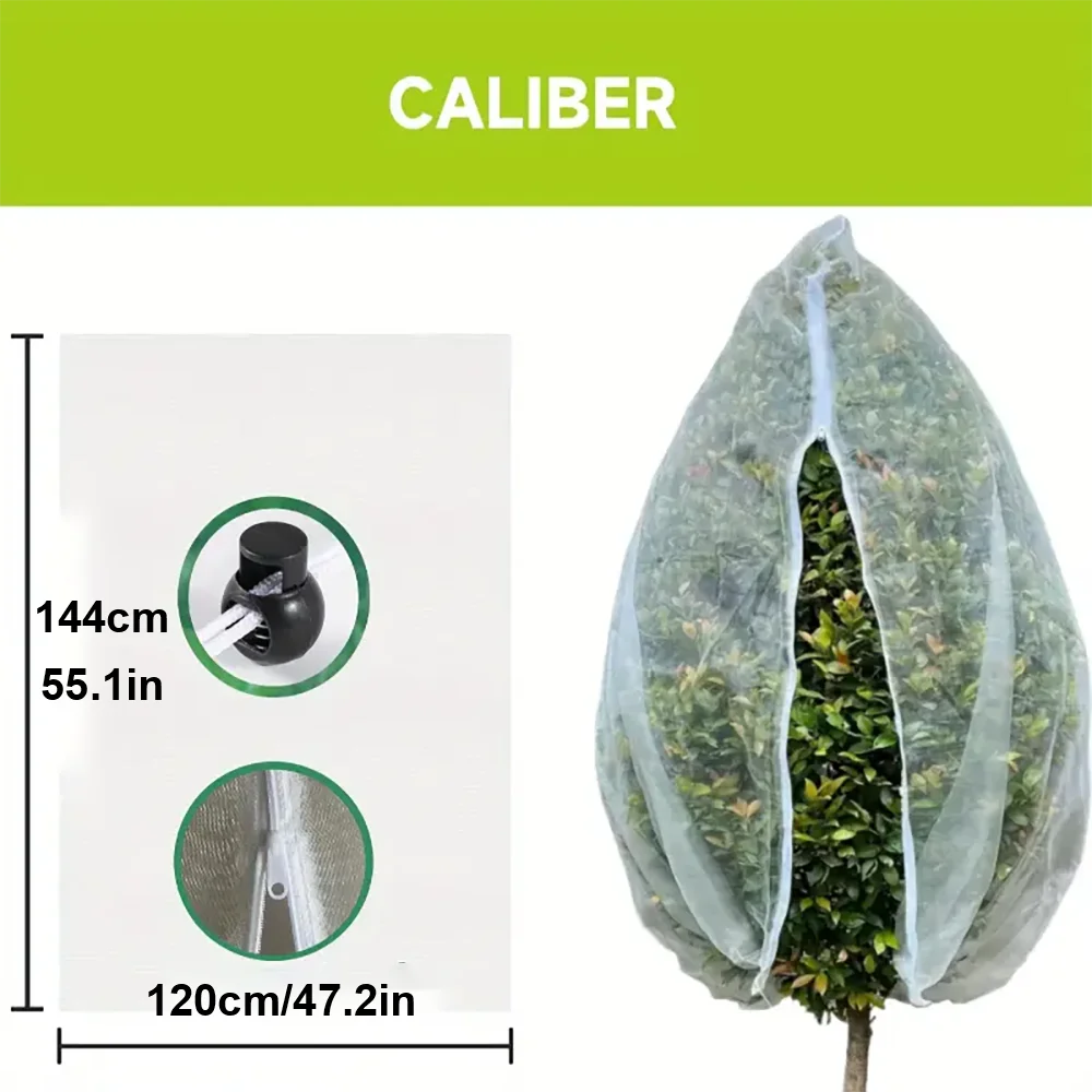 Extra-Thick Garden Netting With Drawstring & Zipper - Insect & Bird Protection For Fruits, Citrus, Flowers PE Material Insect Netting