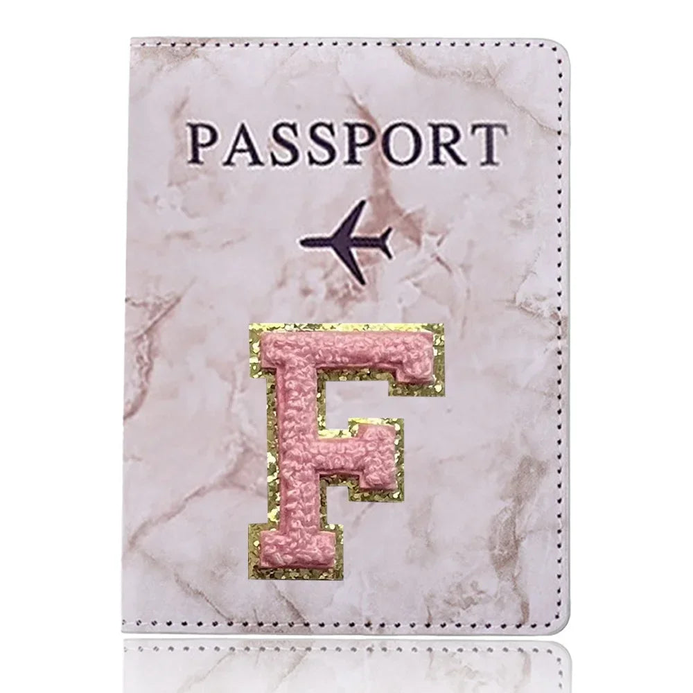 Fashion Passport Protective Cover, Embroidery Letter Pattern Travel Passport Holder, Wallet Gift PU Leather Card Case Cover Unisex