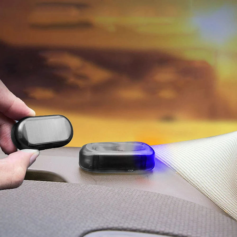 1/2Pcs, Car Fake Security Light, Solar Powered Simulated Dummy Alarm Wireless Warning Anti-Theft Caution Lamp LED Flash Imitation