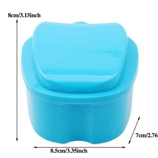 Denture Bath Box Cleaning False Teeth Storage Box With Hanging Net Container Artificial Tooth Case Orthodontic Retainer Case