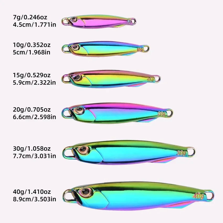 1Pc, Electroplated Lron Plate Rod Metal Fishing Bait, 60g 40g 30g 20g, Portable Fishing Lure, Sharp Hoops Tip, Spinning Tackle Tool