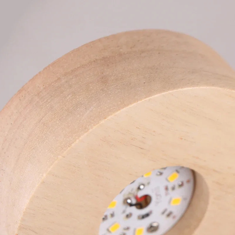 Battery Operated 8/10cm Round Wooden LED Light Dispaly Base Stand, Night Lamp Base, Crystal Glass Resin Art Ornaments