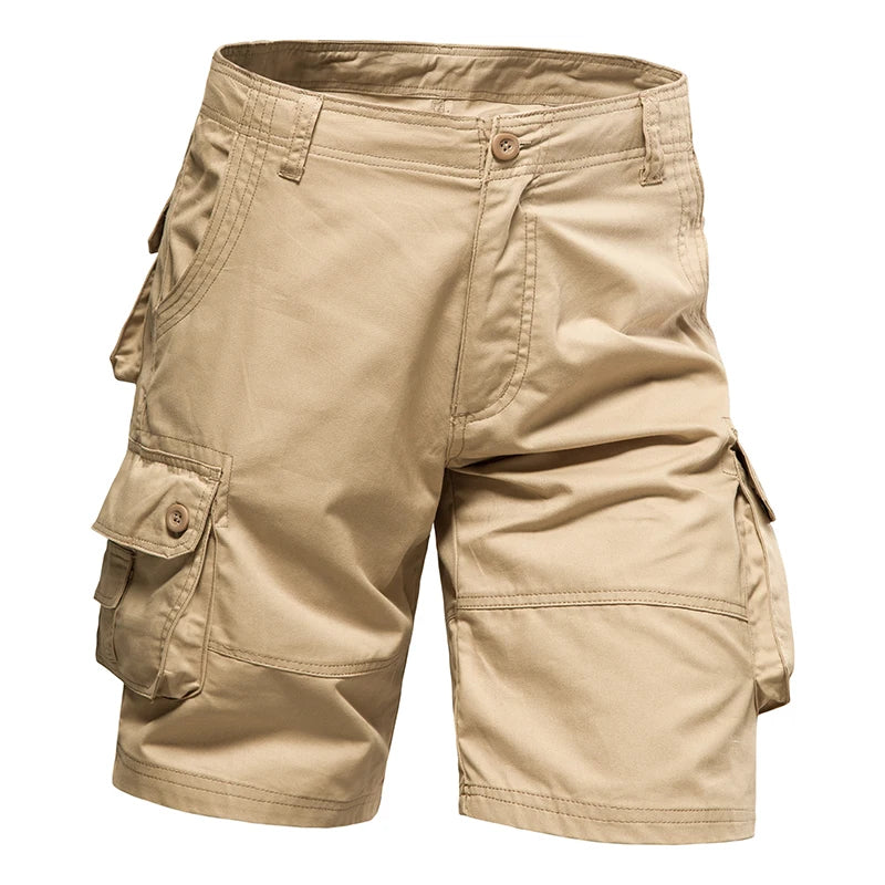 Men's Shorts Loose Large Size Multi-Pocket Overall, Summer Cotton Comfortable Nickel Pants, Outdoor Casual, Sports Beach Pants