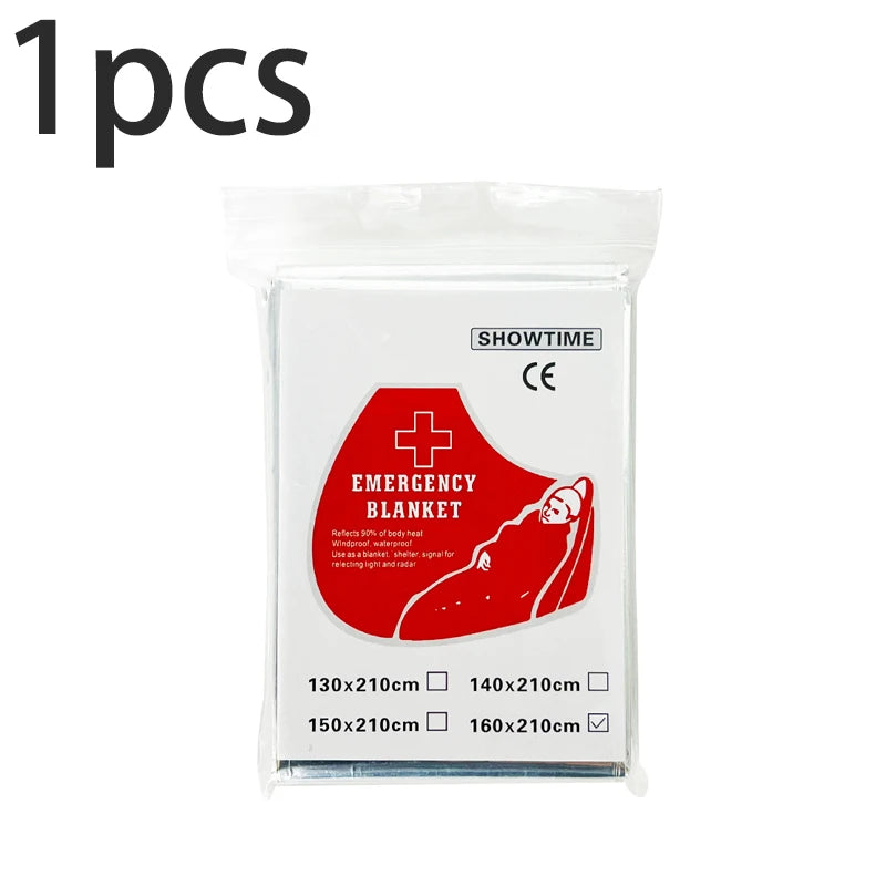 1/2/10Pcs, Emergency Blanket, Outdoor Survival First Aid, Military Rescue Kit, Windproof Waterproof Foil, Thermal Blanket for Camping