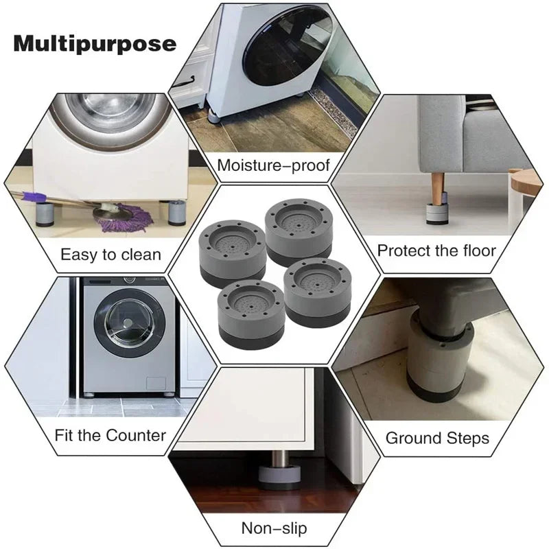4Pcs, Anti Vibration Feet Pads, Rubber Legs, Slipstop, Silent Skid Raiser Mat for Washing Machine, Support Dampers, Stand Accessories