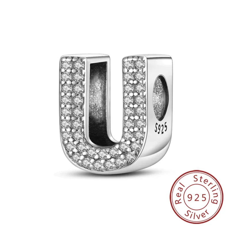 925 Sterling Silver 26 Letters Charms A-Z Alphabet Beads Fit Original Bracelet for Women Girl DIY Fine Jewelry Gift