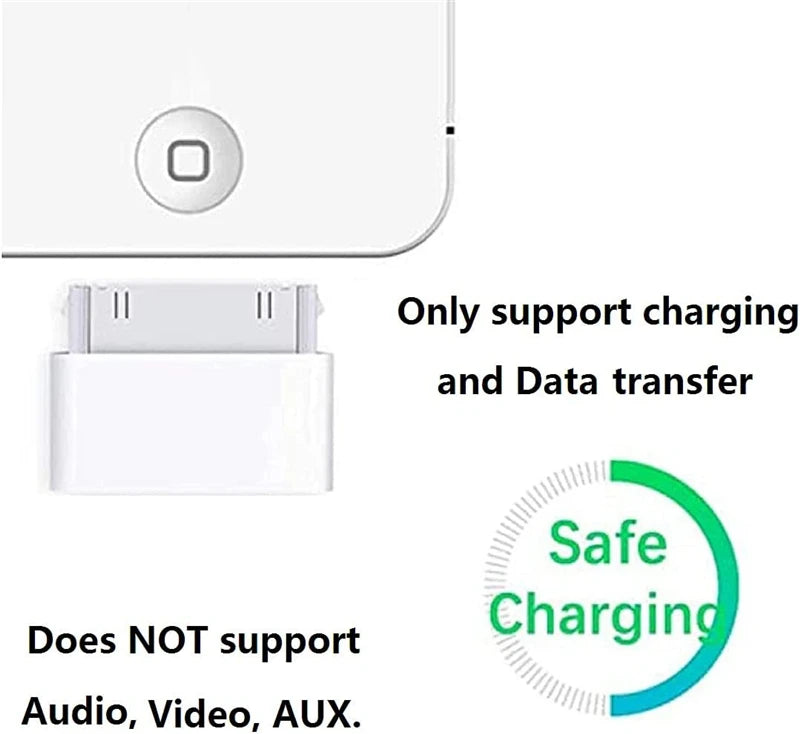 8-Pin Male to 30-Pin Female Charging Sync Lighting to 30-Pin Adapter for iPhone 4 4S iPad 2 3 iPod Touch Charger Cable Converter