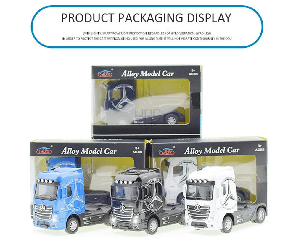 1:50 Diecast Alloy Truck Head Model Toy, Container Truck Pull Back With Light Engineering, Transport Vehicle Boy Toys For Children
