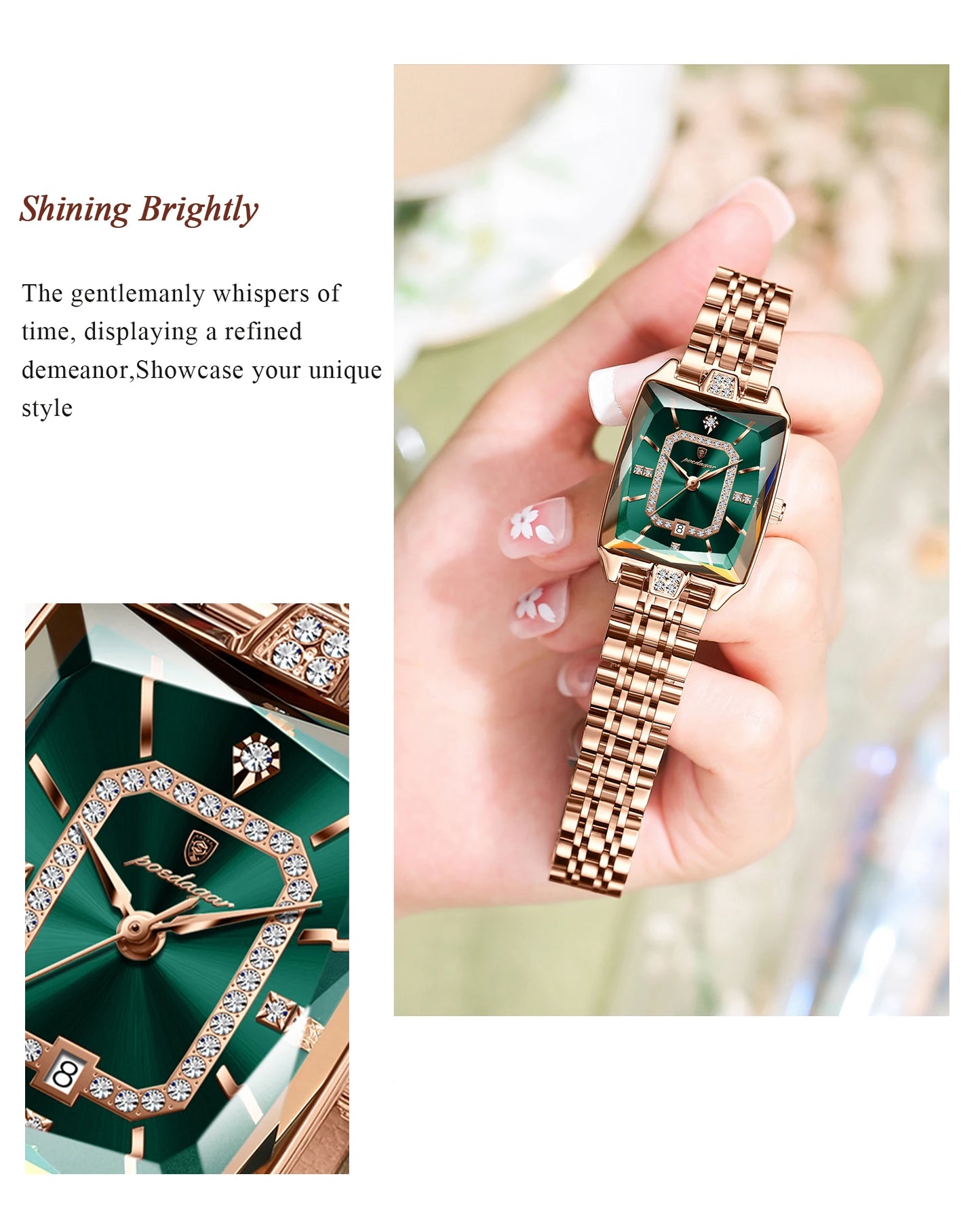 Luxury Watch For Woman, Waterproof Calendar High Quality Ladies Watch, Stainless Steel Quartz Women's Watches With Elegant Box, POEDAGAR