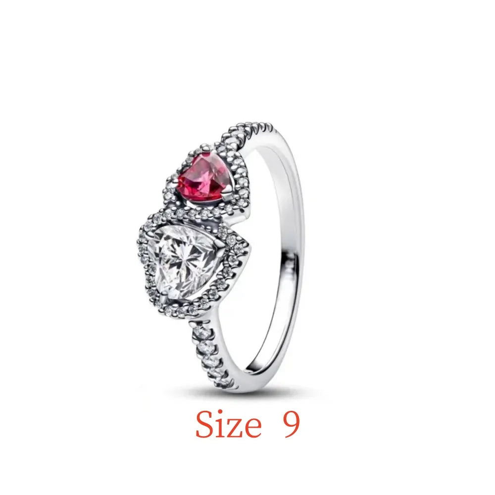 New 925 Silver bow Heart-shaped Ring Necklace, Suitable for Valentine's Day, Holiday Gifts for Women, DIY High-end, Fashion Jewelry