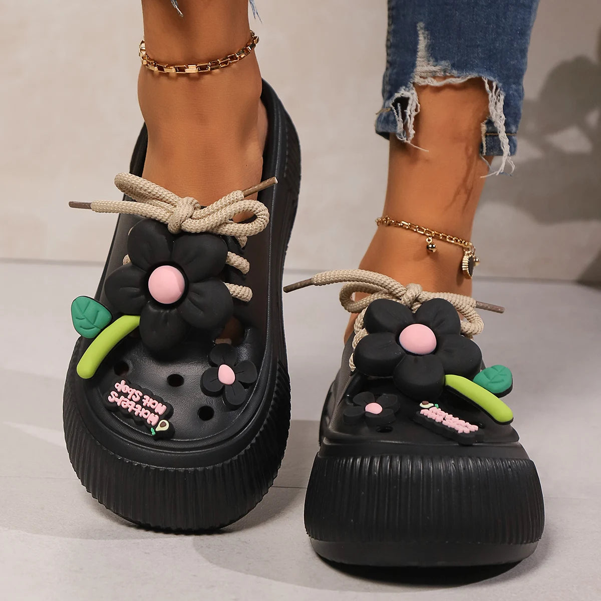 Summer Women Slippers, Cute Decoration Platform Sandals, Casual Outdoor Clogs, Beach Sandal, Non-slip Slides, Indoor Home Shoes 35-42