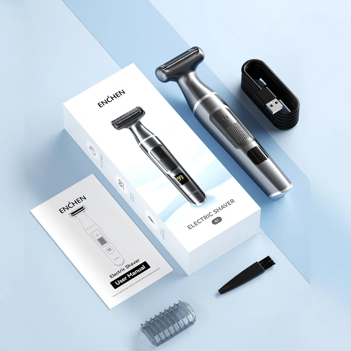 Electric Shaver, Professional Wet and Dry Use Razor Hair Trimmer, Portable Foil Shaver, Reciprocating Shaving Machine Women Men, ENCHEN A1