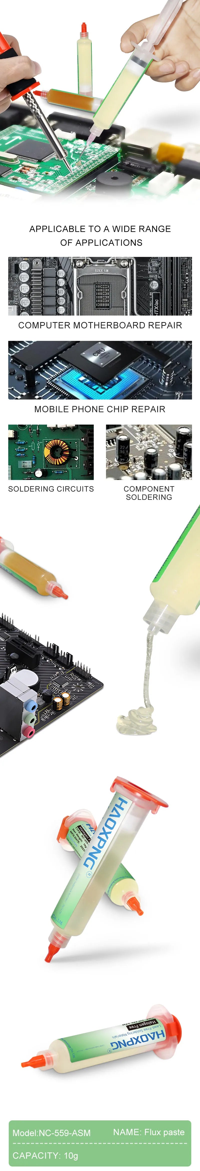 Original NC-559-ASM 10cc, No Clean Flux for Soldering, SMD BGA Reballing Soldering Flux