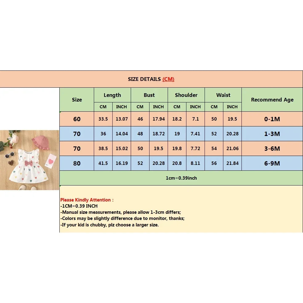 2Pcs, Dress Clothes Set, Newborn Baby Girl Love Print Sleeveless Dress With Hat Summer Fashion Cute Wear for Infant Girl 0-9Months