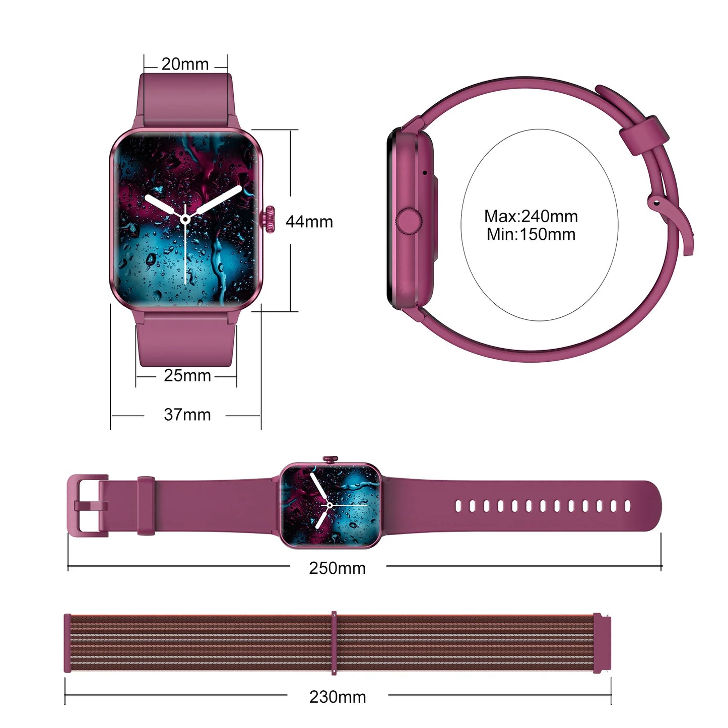 Blackview R50 Smart Watch, Heart Rate Monitor 1.85'' HD Screen, 100+ Sport Modes, Men Women, Outdoor Watch for IOS Android
