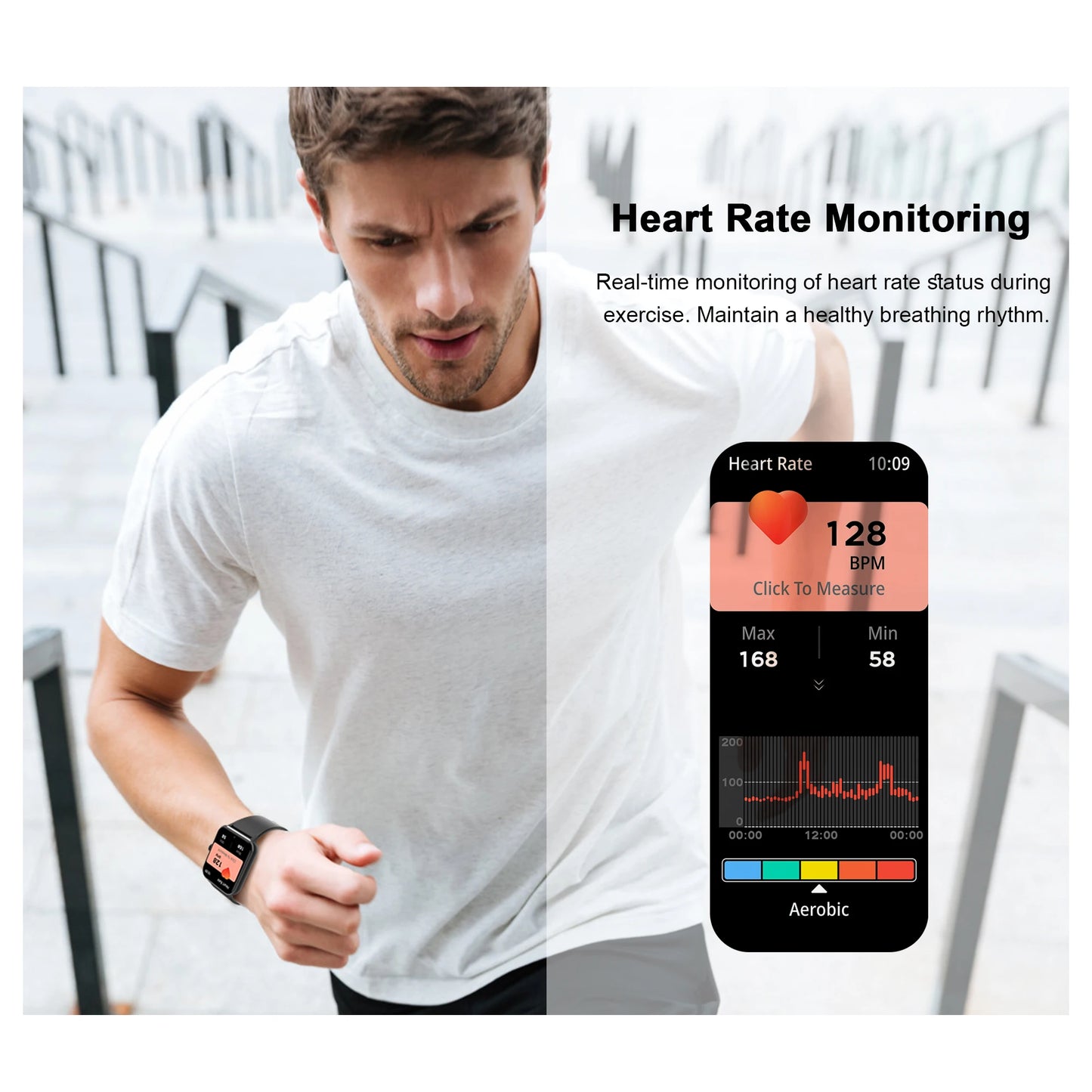 Blackview R50 Smart Watch, Heart Rate Monitor 1.85'' HD Screen, 100+ Sport Modes, Men Women, Outdoor Watch for IOS Android