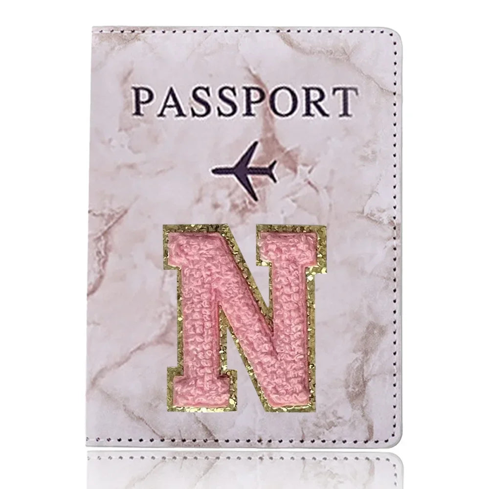Fashion Passport Protective Cover, Embroidery Letter Pattern Travel Passport Holder, Wallet Gift PU Leather Card Case Cover Unisex