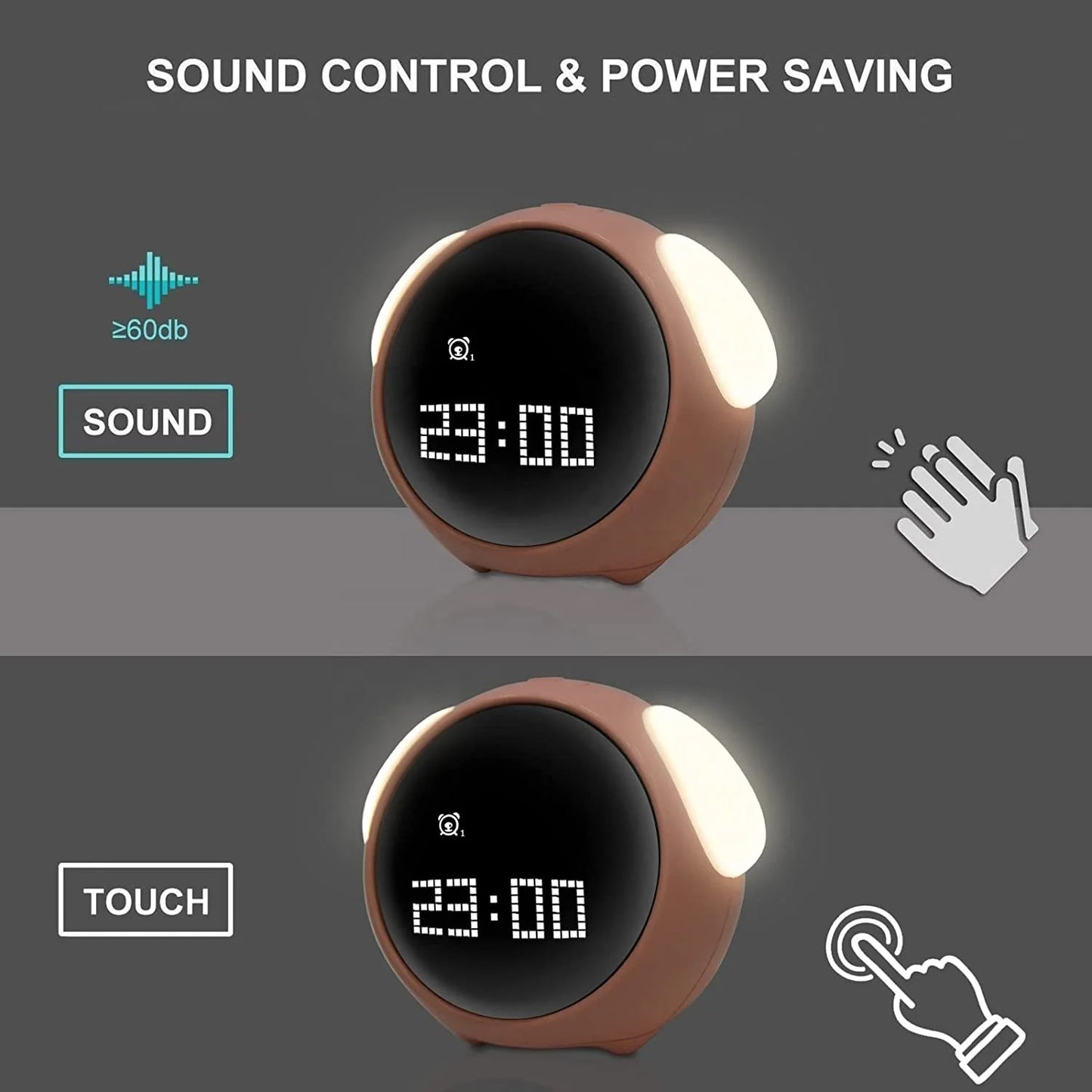 Child Alarm Clock, Digital Emotion Table Clock, Light Cute Cartoon Alarm Clock For Kids, Digital, Touch Sensing