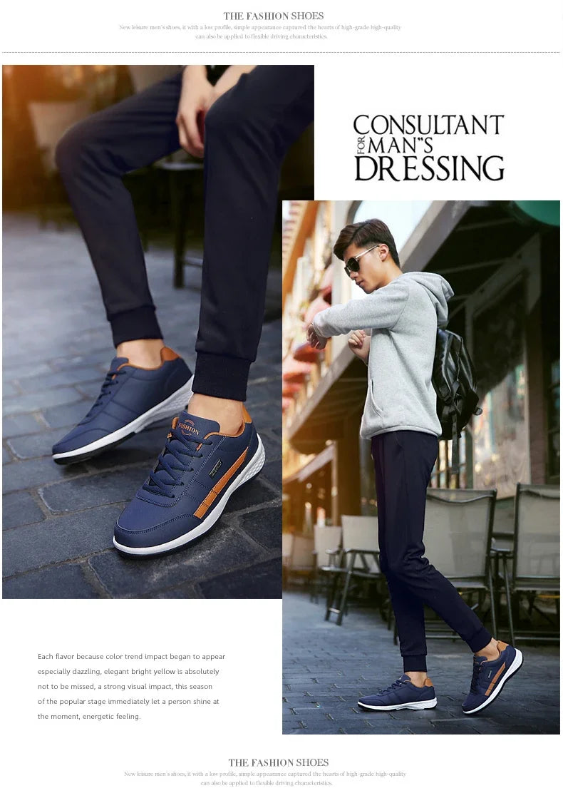 Men Leather Sneaker, Waterproof Casual Comfortable Men's Sneaker, Lace Up Footwear, Vulcanized Man Shoe Masculino, MAEDEF