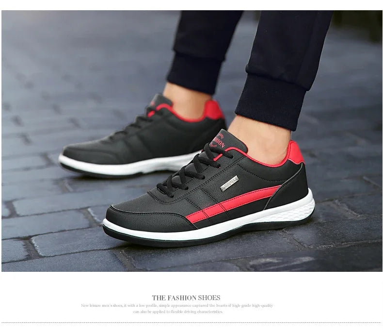 Men Leather Sneaker, Waterproof Casual Comfortable Men's Sneaker, Lace Up Footwear, Vulcanized Man Shoe Masculino, MAEDEF