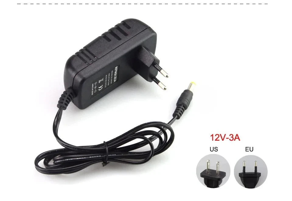 12 Volt Power Supply Transformer, AC 110V 220V  To DC 12V, EU US Power Adapter, Power Source Charger Converter DC12V 1A 2A 3A LED Driver