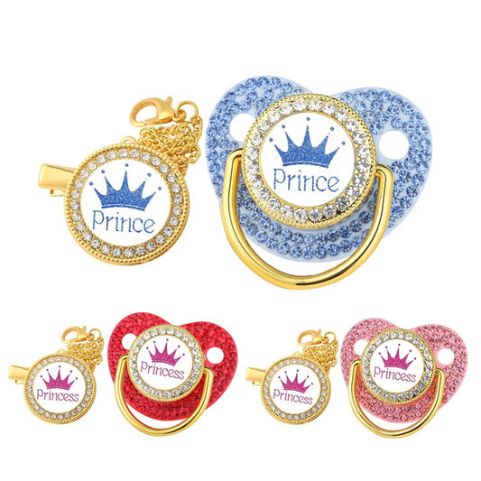 Chupete de corona para recién nacidos, cadena de clip, mordedor de silicona sin BPA para bebés, mordedor para bebés, chupete, regalo de baby shower