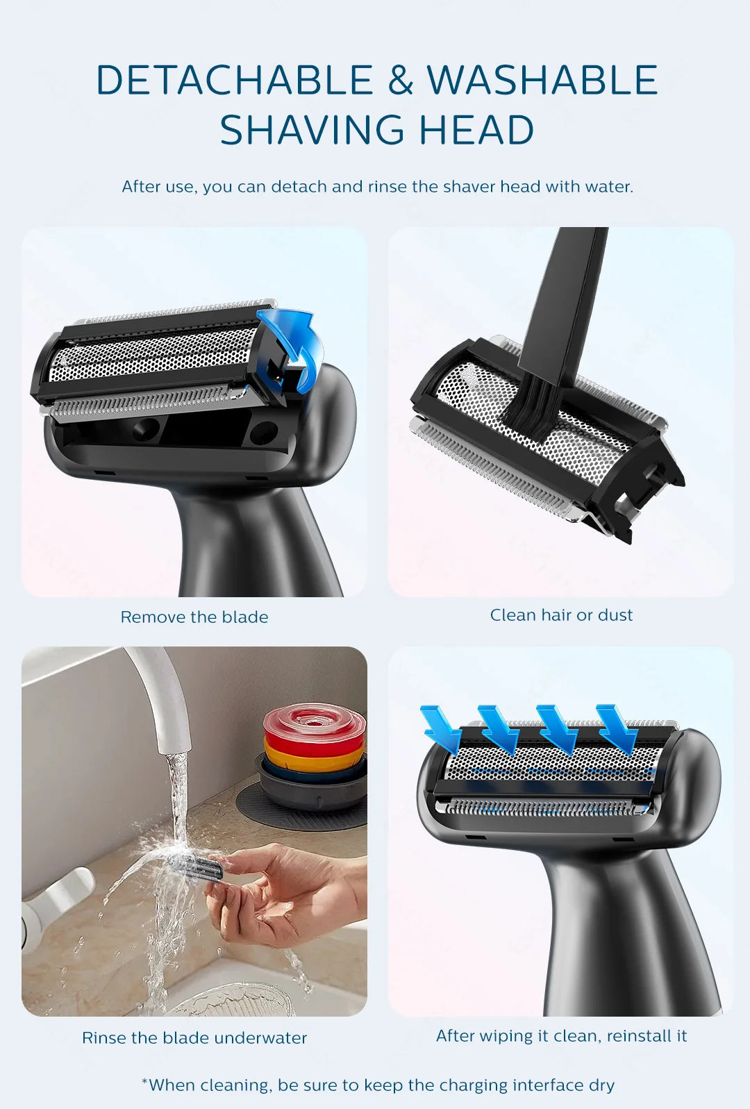 Electric Shaver, Professional Wet and Dry Use Razor Hair Trimmer, Portable Foil Shaver, Reciprocating Shaving Machine Women Men, ENCHEN A1