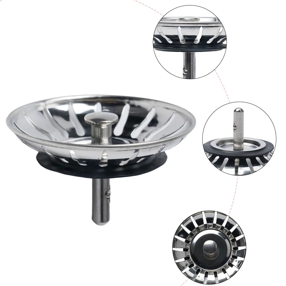 1Pc, Strainer, Premium Stainless Steel Replacement Kitchen Sink Strainer, Waste Drain Plug, 80mm, Basin Drain Stopper, Leach Basket