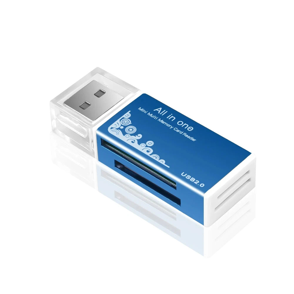 Card Reader 4 Ports, USB2.0 Memory SD TF Card SDHC MMC/RS MMC TF MS/MS PRO/MS DUO M2 Adapter for Laptop Desktop, PC Accessories