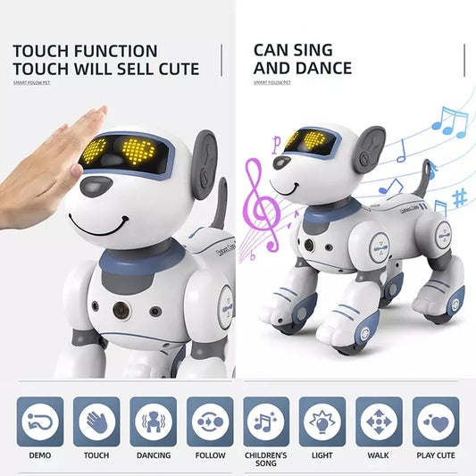 Perro Robot Inteligente Teledirigido Electrónico Canta Baila Sigue Juguete Musical Interactivo Inteligente con Acrobacias Programable Cachorro Regalo para Niños