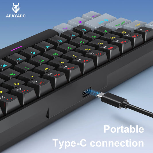 K61 Wired Portable Mechanical Keyboard, Phantom RGB Colorful, Gaming-grade Response, Ergonomic Design, Usable for Gaming and Office