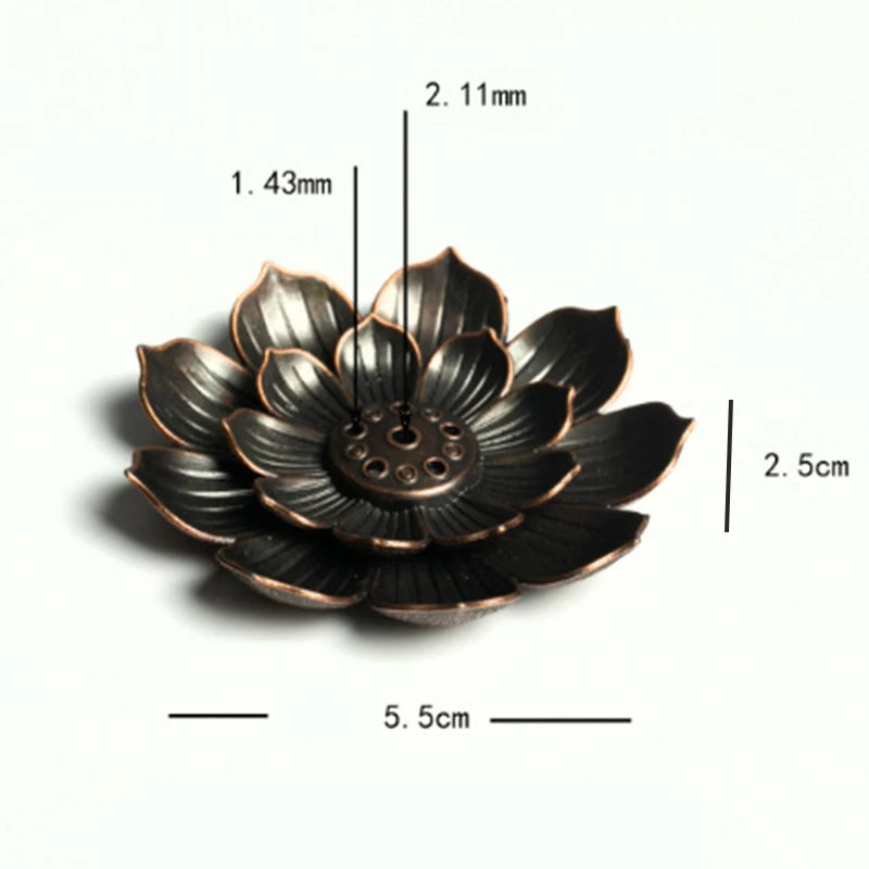 2 in 1 Alloy Incense Burner, Metal sandalwood Incense Sticks Holder, Buddhism Zen Lotus Sticks Incense Censer, Nasturtium Ashtray