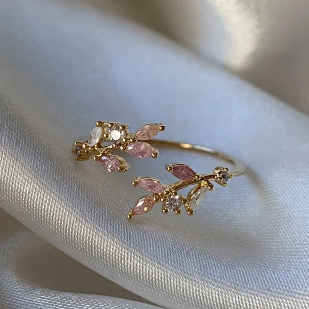 New Cute Colorful Zircon Flower Ring For Women Girl, Fashion Vintage Zircon Adjustable Rings, Jewelry Gift