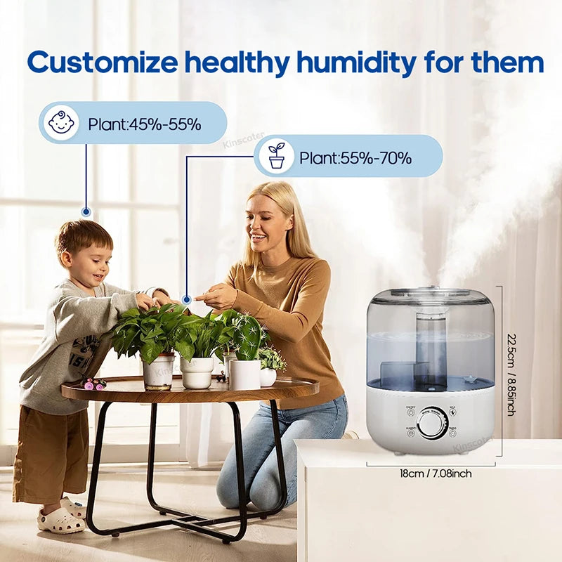 3Liter Air Humidifier Professional Large Capacity Home Humidifier, Plant Mist Aroma Diffuser with Remote Control Timer, KINSCOTER