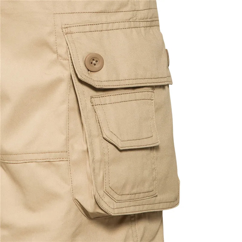 Men's Shorts Loose Large Size Multi-Pocket Overall, Summer Cotton Comfortable Nickel Pants, Outdoor Casual, Sports Beach Pants