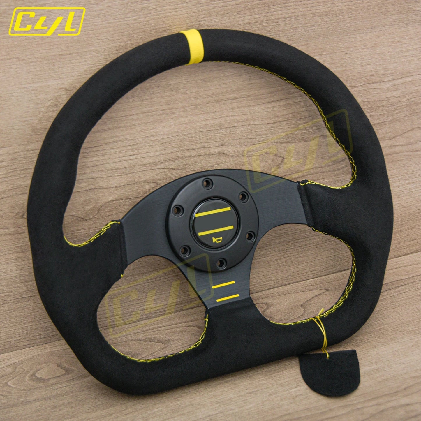 12.5-inch 320mm Universal D-Shaped Suede Leather Steering Wheel Sim Racing Sports Game Steering Wheel