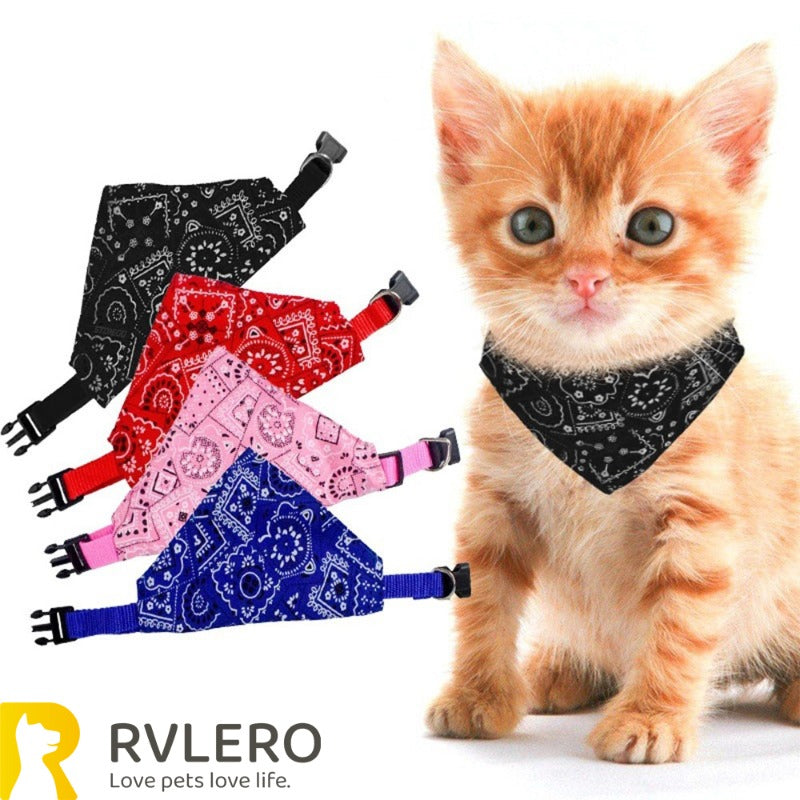Pet Triangle Scarf, Cat Dog Saliva Towel, Printed Pets Dog Collar, Adjustable Strap, Kitten Puppy Saliva Neckerchief, Pet Supplies