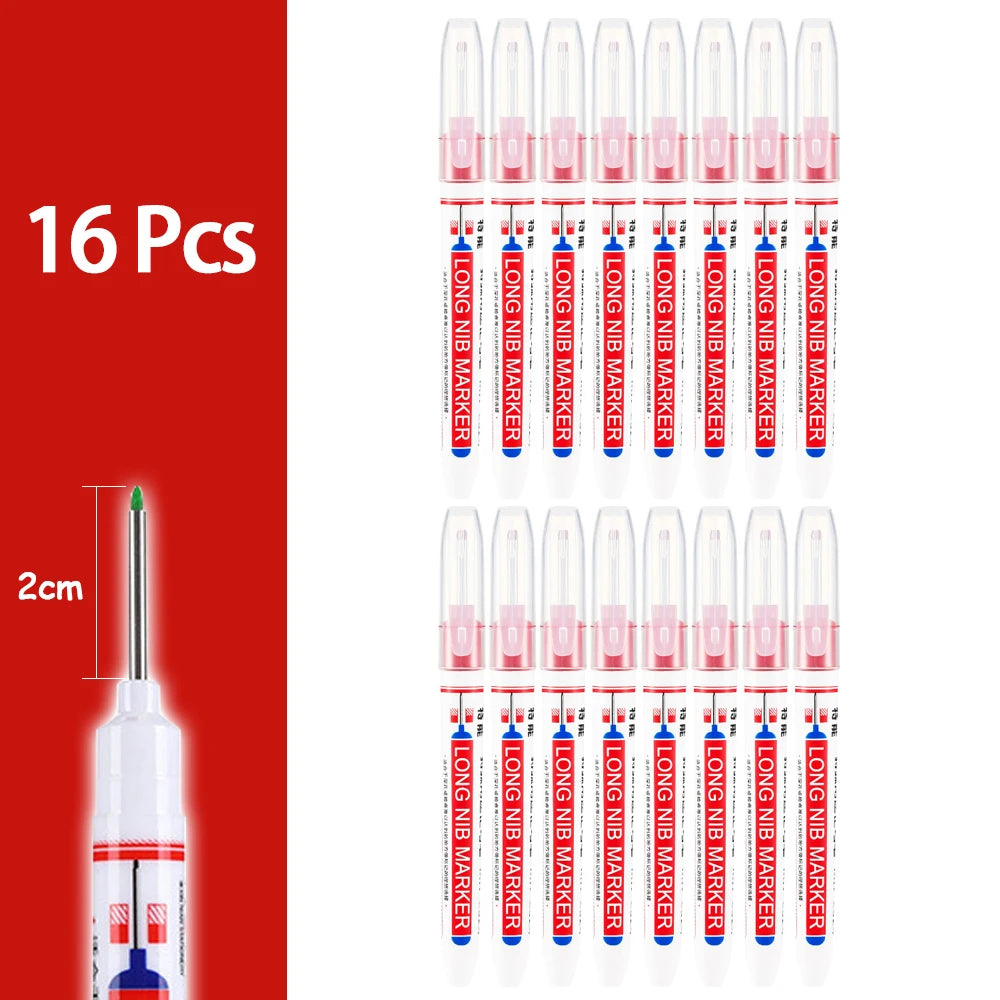 4-80Pcs, 2cm, Waterproof Long Head Markers, Deep Hole Marker Pen for Metal Carpenter, Red/ Black/ Blue/ Green Ink Woodworking Tools