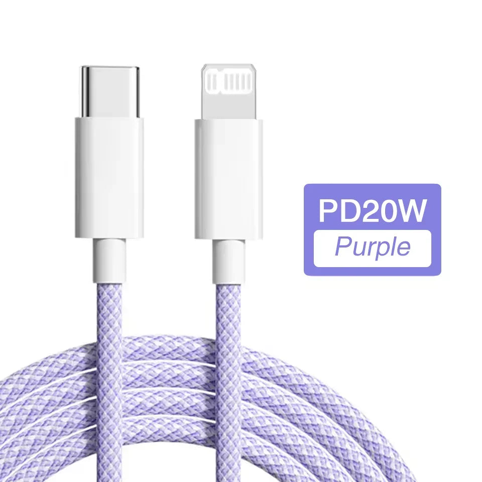 PD 20W USB-C Charging Cable For iPhone 14 13 12 11 Pro Max Xs 8 Plus iPad 3A, Fast Charging Cord, Lightning Data Cable For iPhone