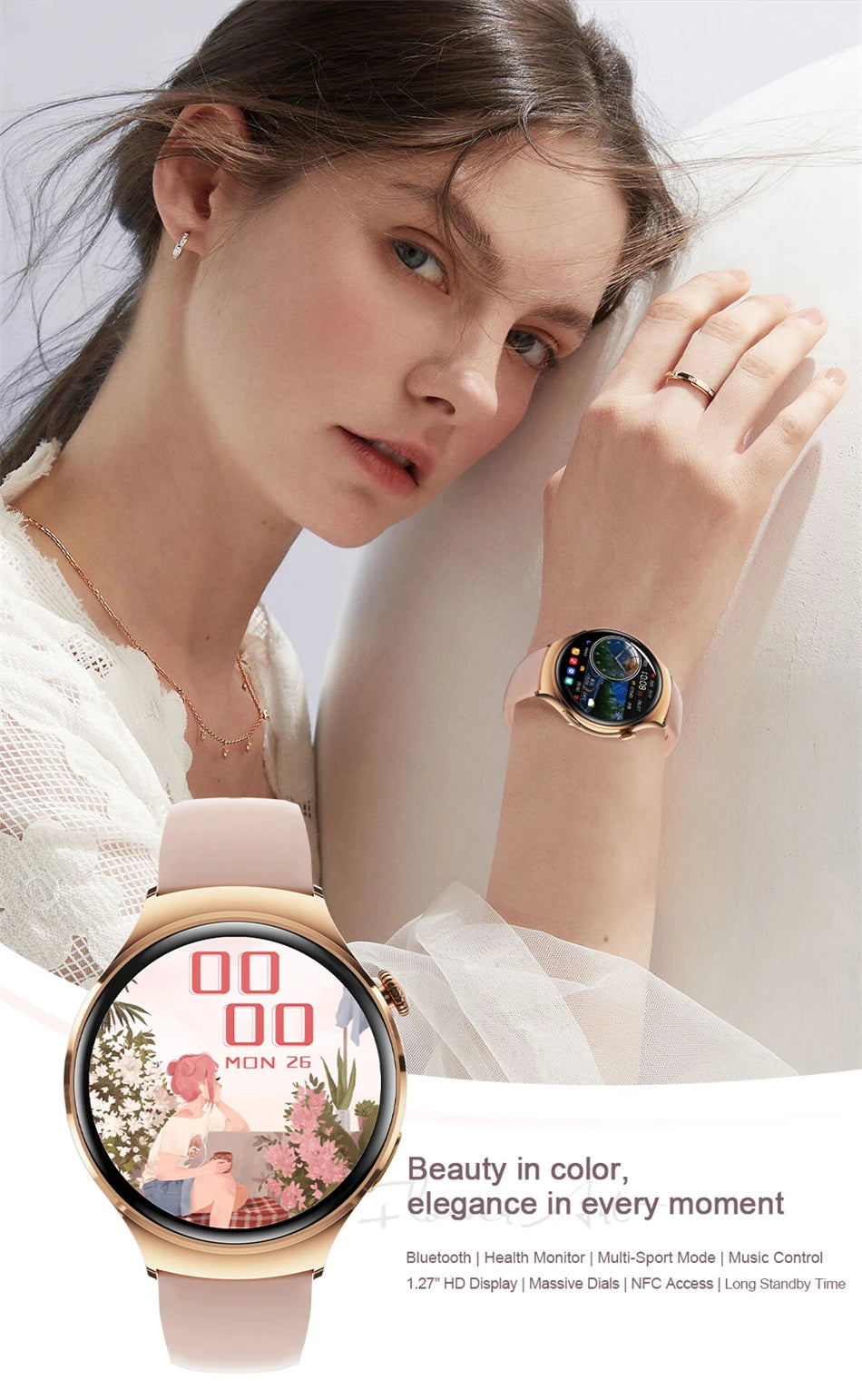 New GPS NFC Bluetooth Call Smartwatch, Women Watch, 4 mini Sports Track, Heart Rate Oximetry Monitoring Health Smartwatch For Woman