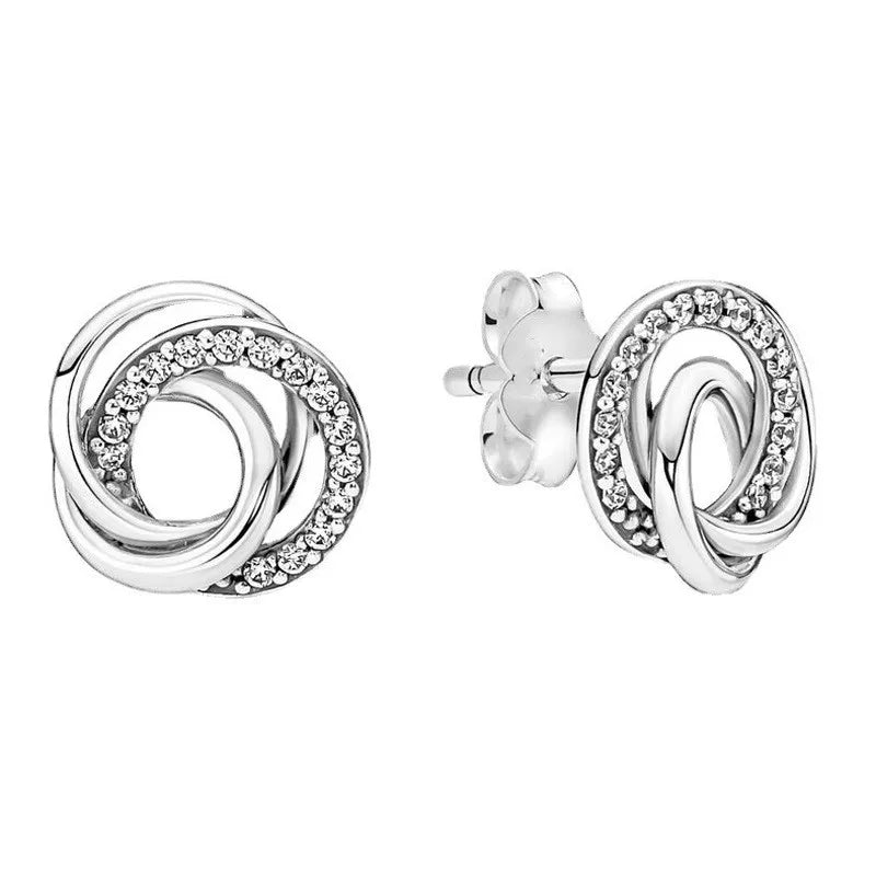 New S925 Silver Colored Zircon Necklace Earrings Suitable for Valentine's Day, Mother's Day, Anniversary Gift DIY Charm Jewelry