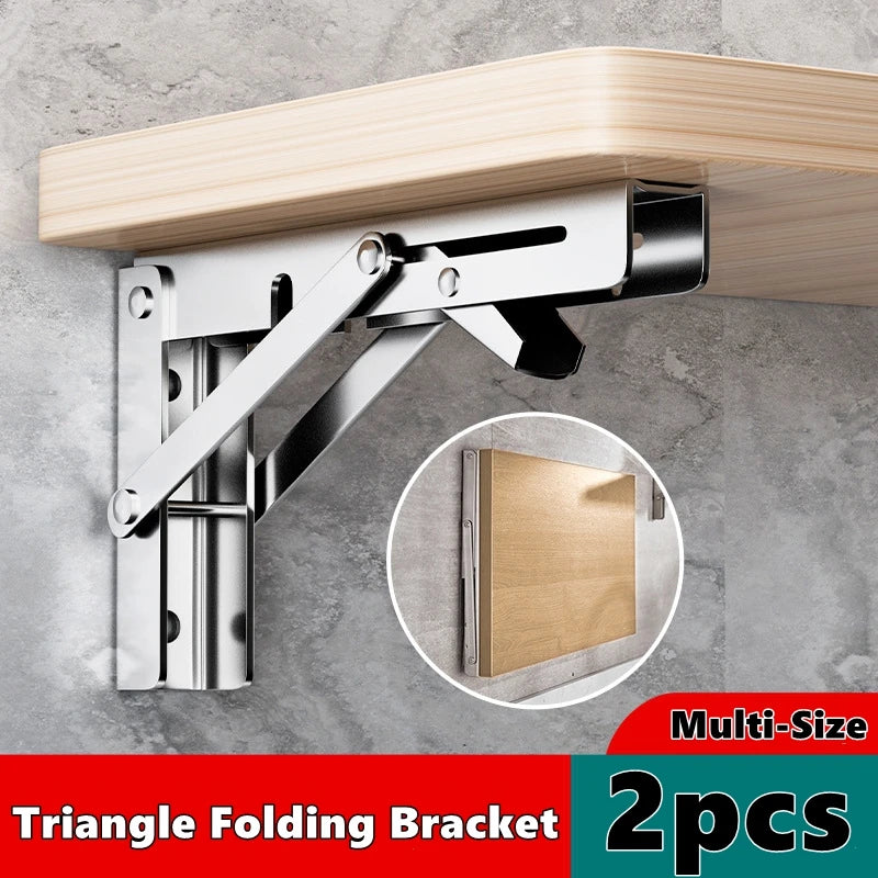 2Pcs, Multiple Sizes Triangle Folding Bracket, Shelf Table Desk, Floating Shelf, Collapsible Wall Mounted Bracket