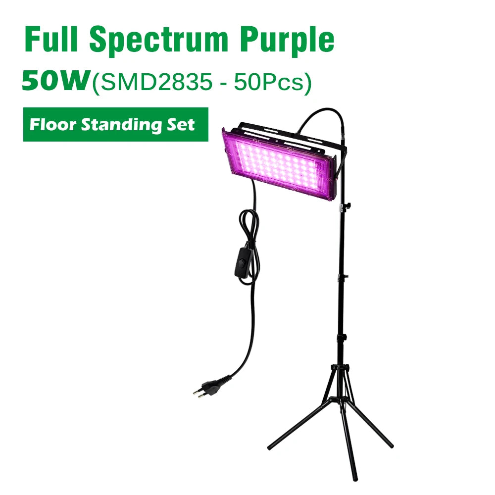 AC220V LED Plant Grow Light 50W/100W Phyto Lamp Full Spectrum Growing Lights with Bracket Adjustable Tripod for Seeds Veg Flower