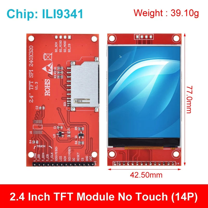 2.4 inch 240x320 SPI TFT LCD Serial Port Module 5V/3.3V Micro SD Card ILI9341 / ST7789V LCD Display With Touch / NO Touch